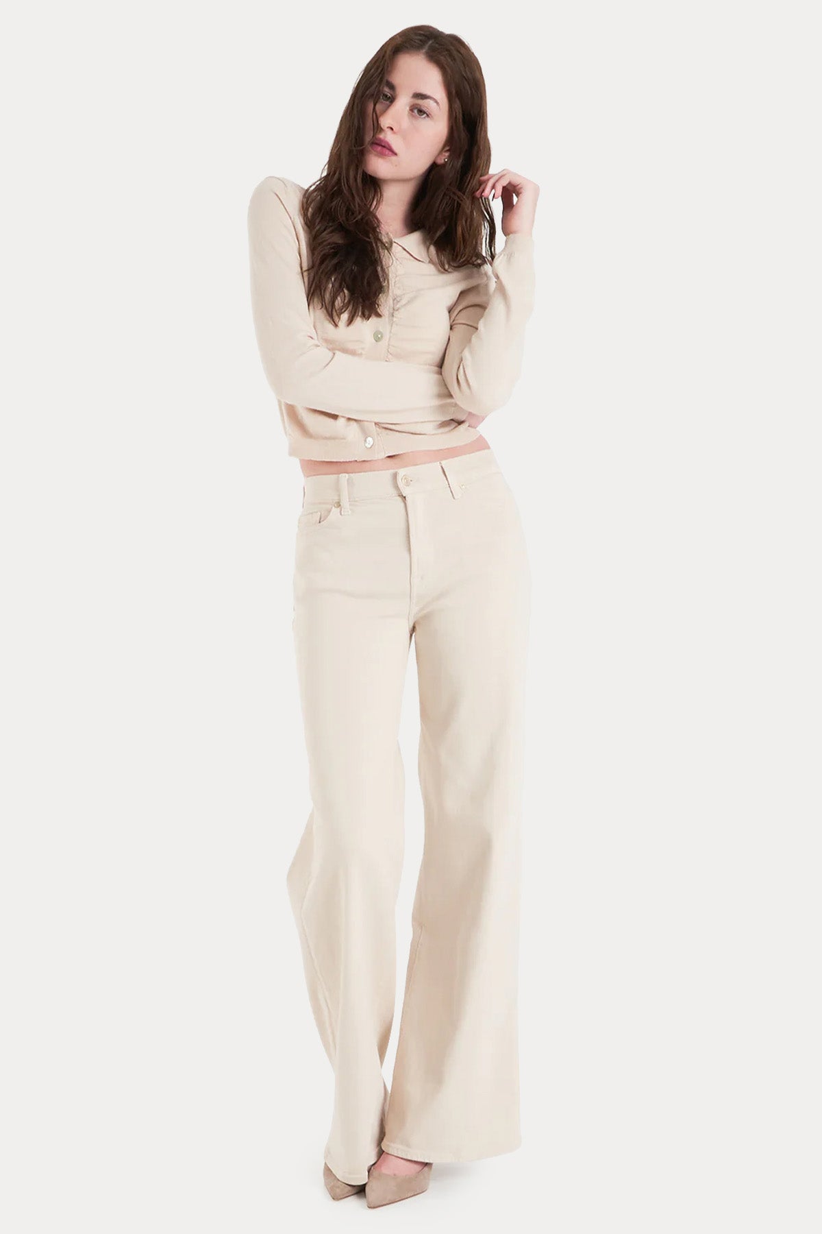 7 For All Mankind Yüksek Bel Geniş Paçalı Streç Jeans