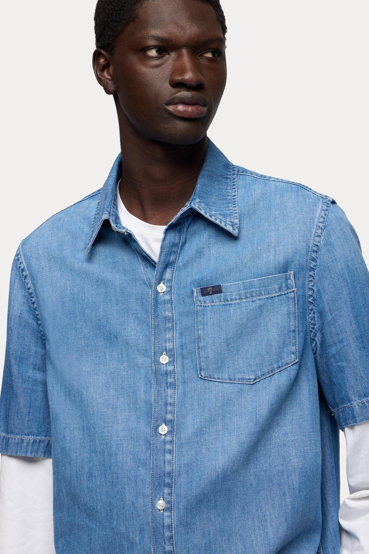 7 For All Mankind Relaxed Fit Yumuşak Dokulu Denim Gömlek-Gömlek-Libas