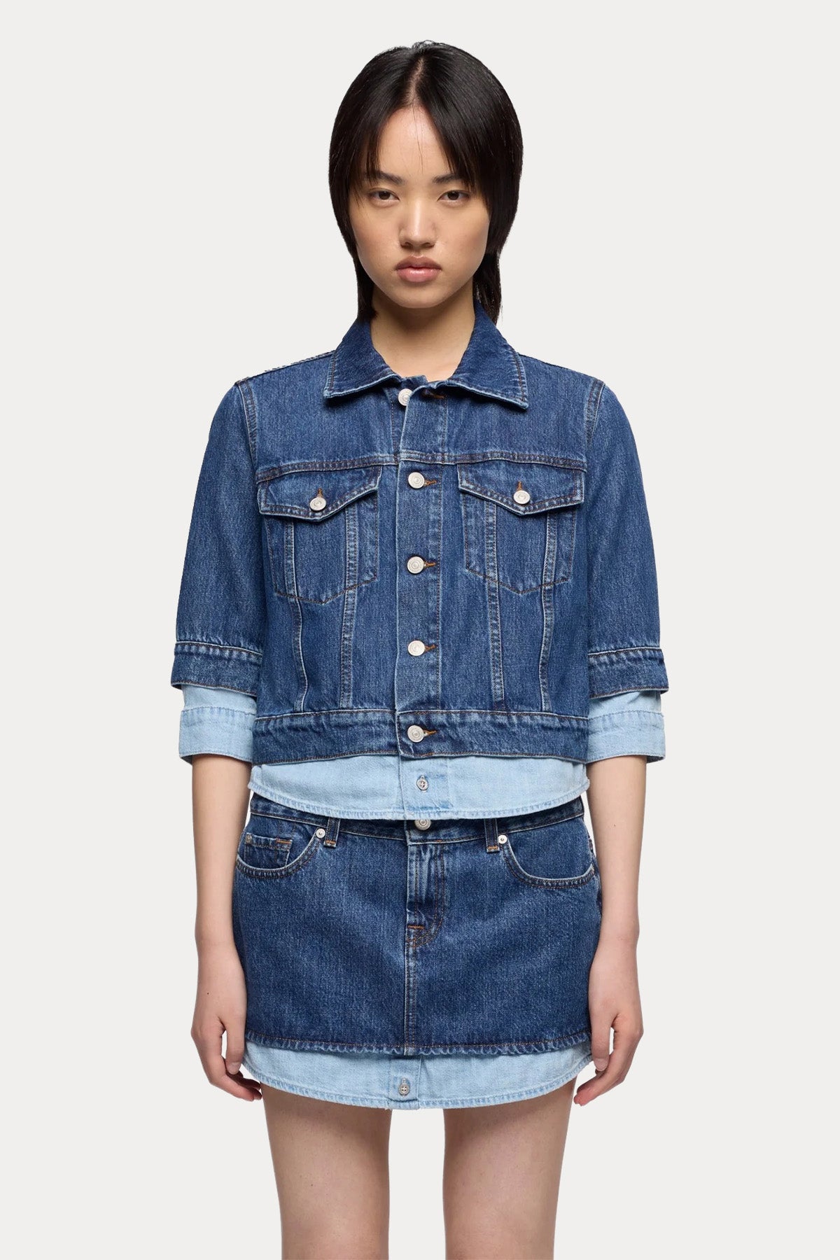 7 For All Mankind Boxy Fit Denim Ceket