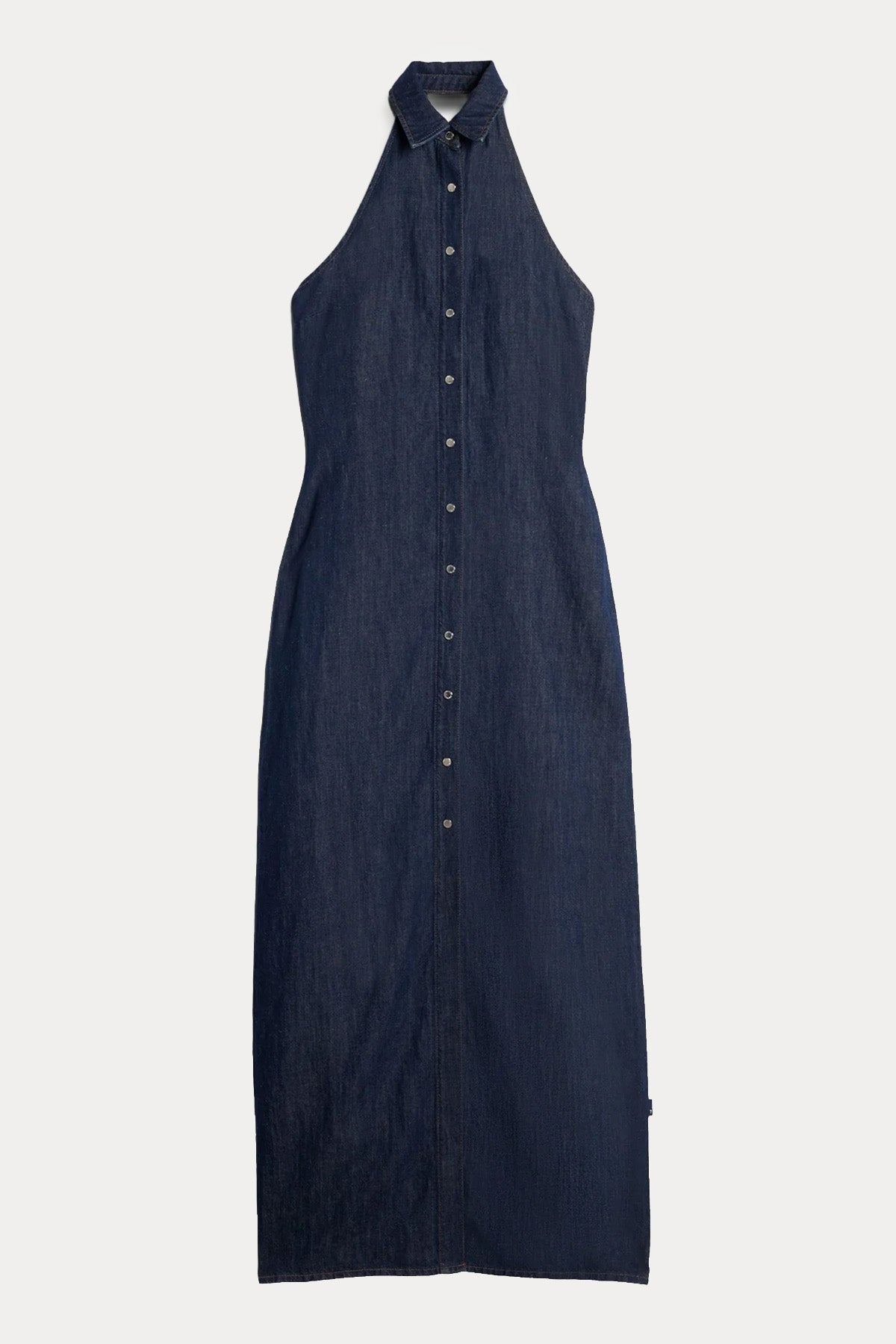 7 For All Mankind Keten Yıkamalı Denim Maxi Gömlek Elbise