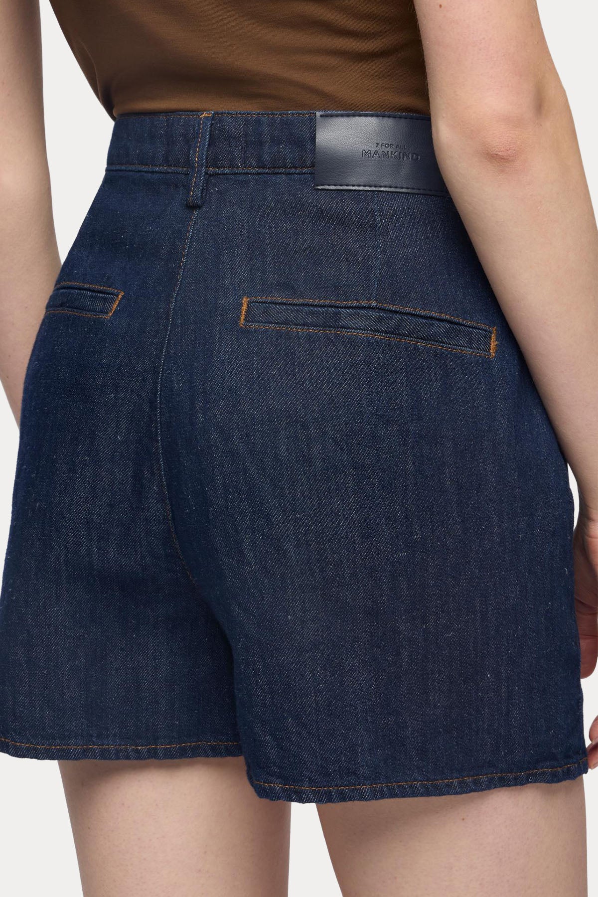 7 For All Mankind Relaxed Fit Keten Denim Yıkamalı Mini Şort-Şort-Libas