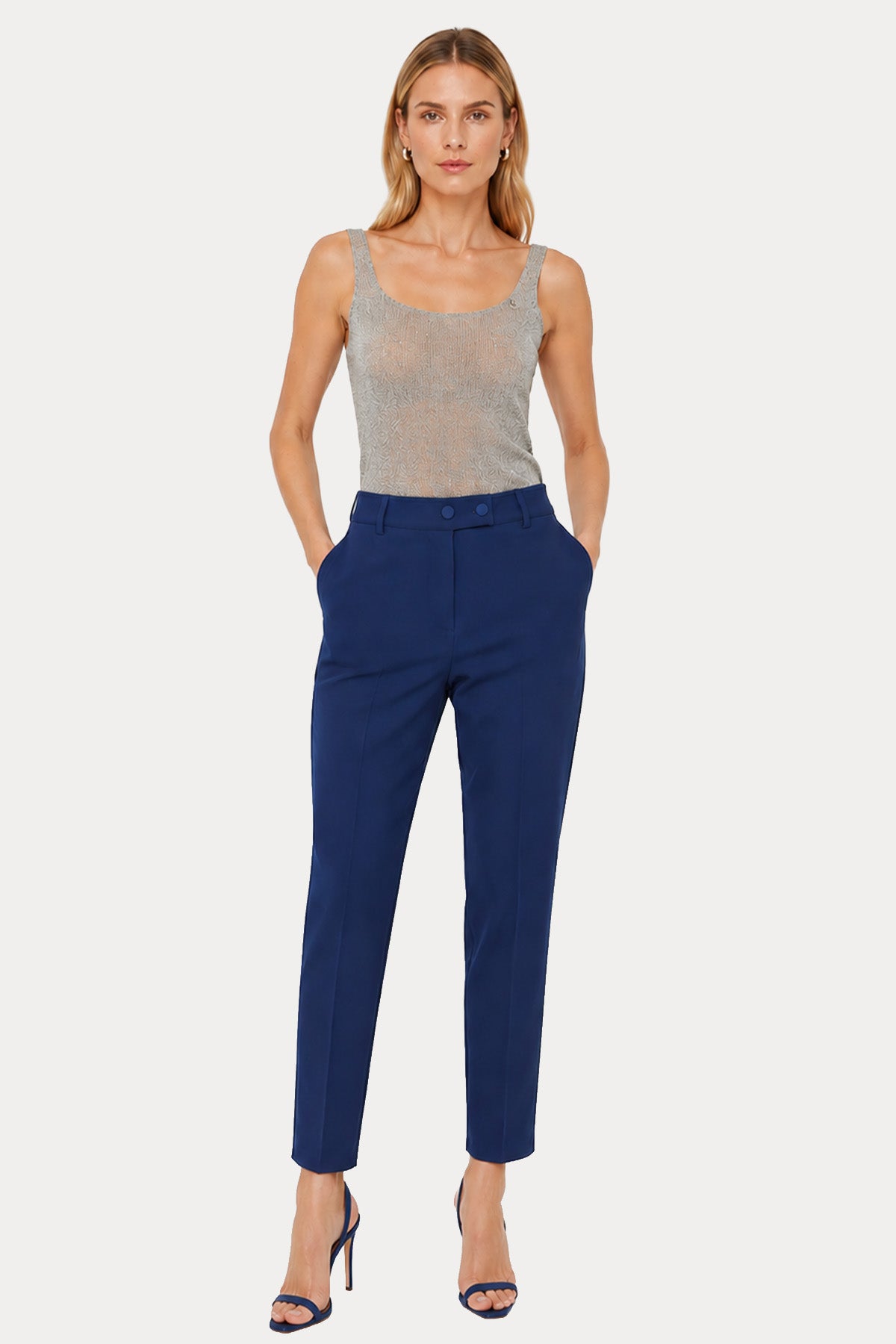 Hanita Straight Fit Yandan Cepli Streç Pantolon