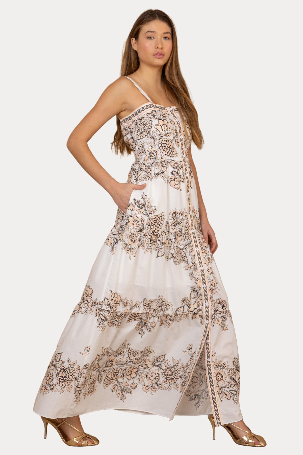 Hale Bob Çiçek Desenli Maxi Poplin Elbise