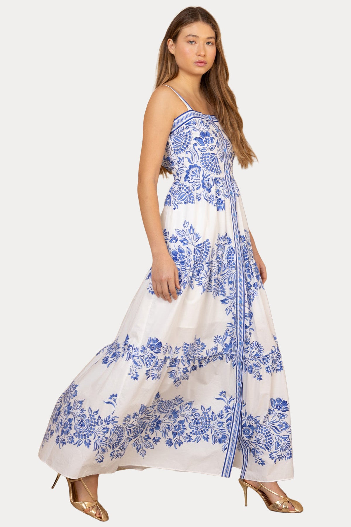 Hale Bob Çiçek Desenli Maxi Poplin Elbise