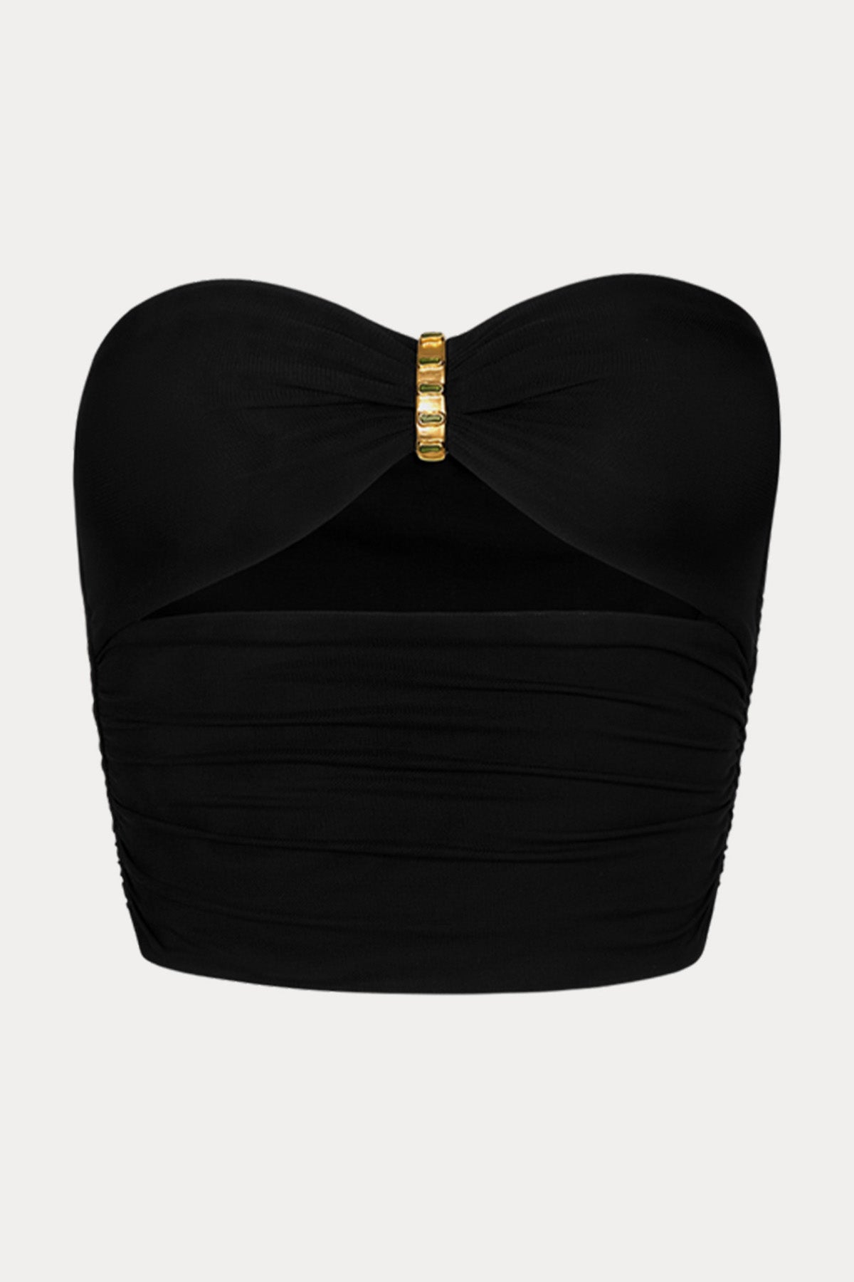 Vix Solid Drapeli Straplez Bluz Etek Set