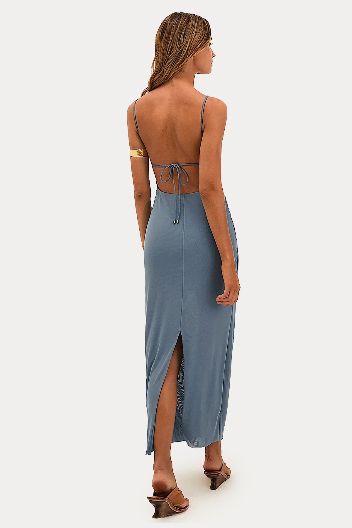 Vix Lorena Sırt Dekolteli Slim Fit Streç Midi Elbise