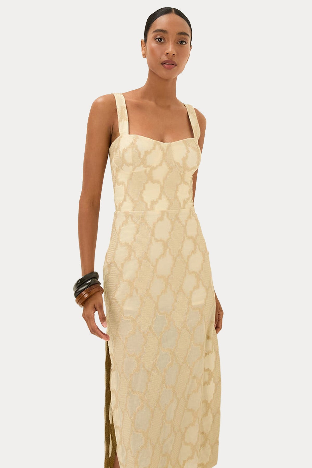 Vix Solid Coen Askılı Midi Elbise