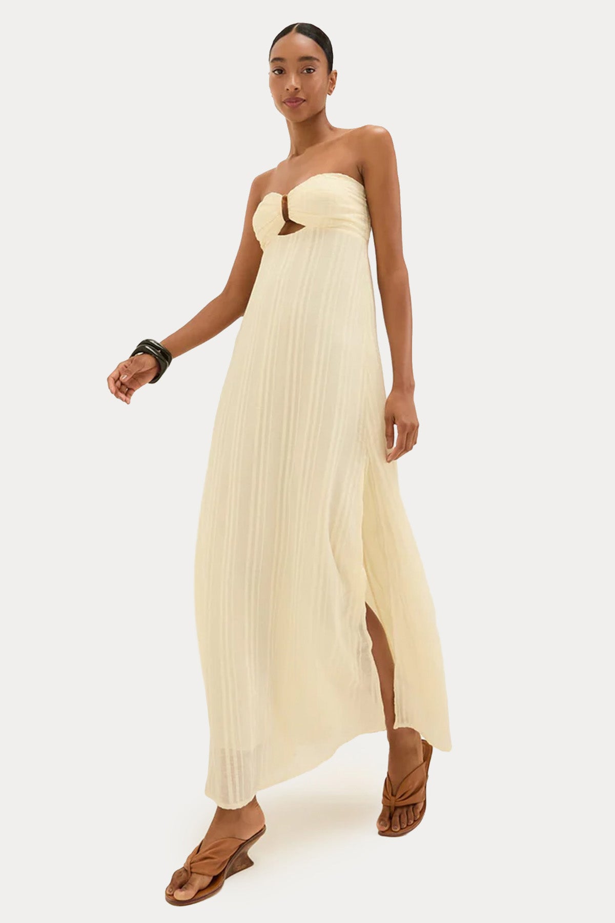 Vix Solid Loly Straplez Maxi Elbise