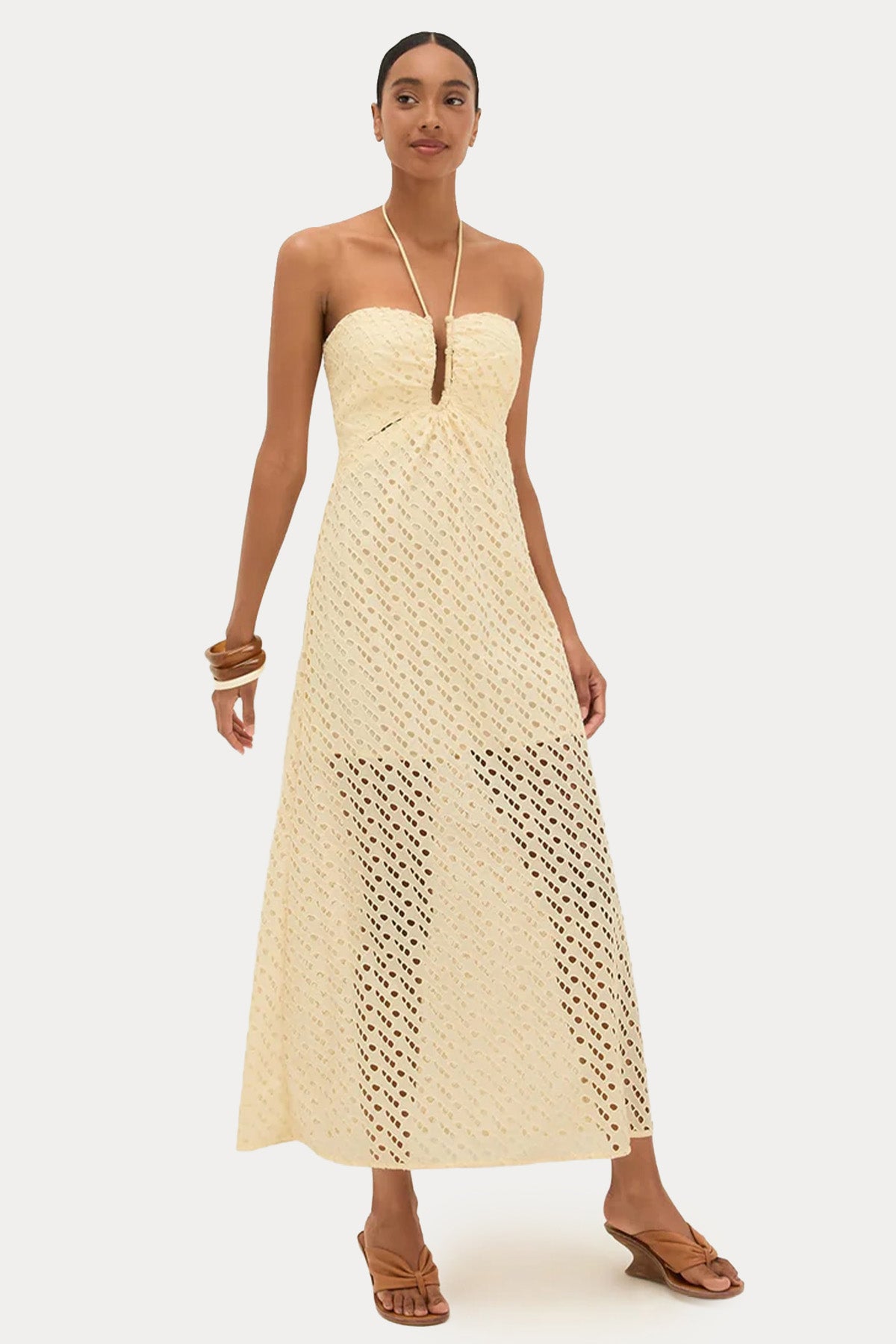 Vix Solid Melina Boyundan Bağlamalı Midi Elbise