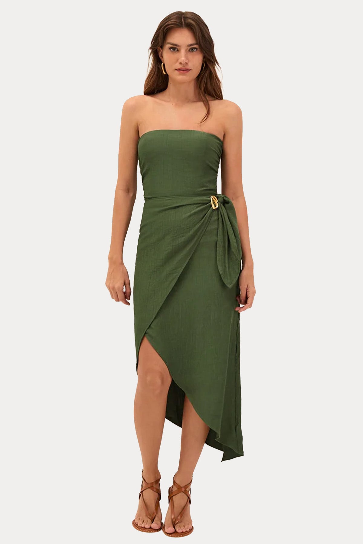Vix Noa Slim Fit Straplez Midi Elbise