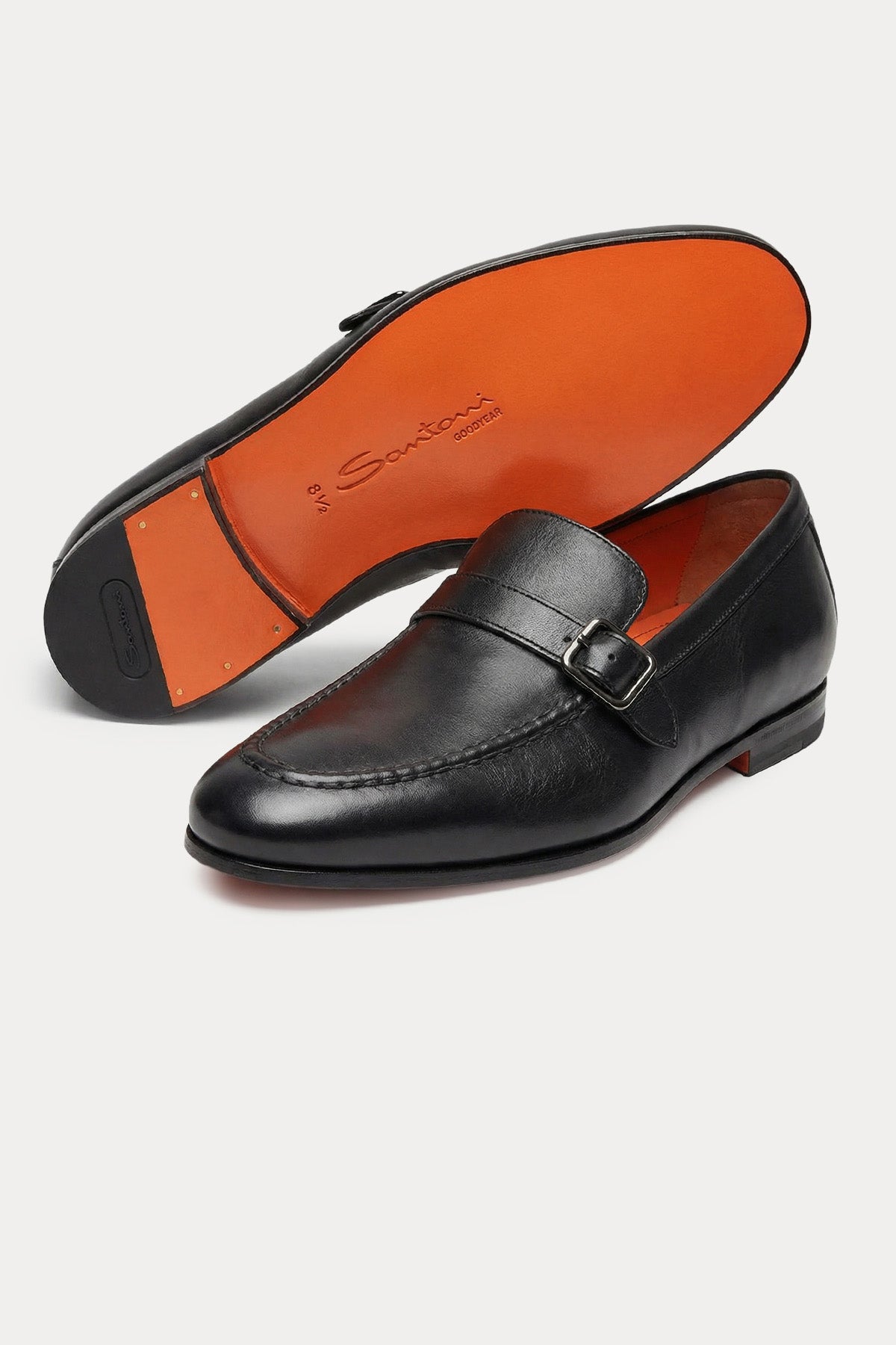 Santoni Goodyear Taban Tek Tokalı Deri Loafer Ayakkabı-Ayakkabı-Libas
