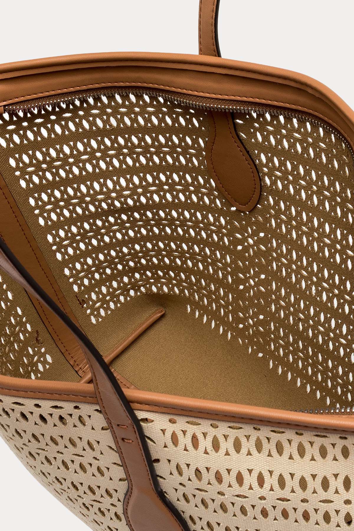 Gianni Chiarini Mashup Lazer Kesim Delikli Kanvas Omuz Çantası-Çanta-Libas