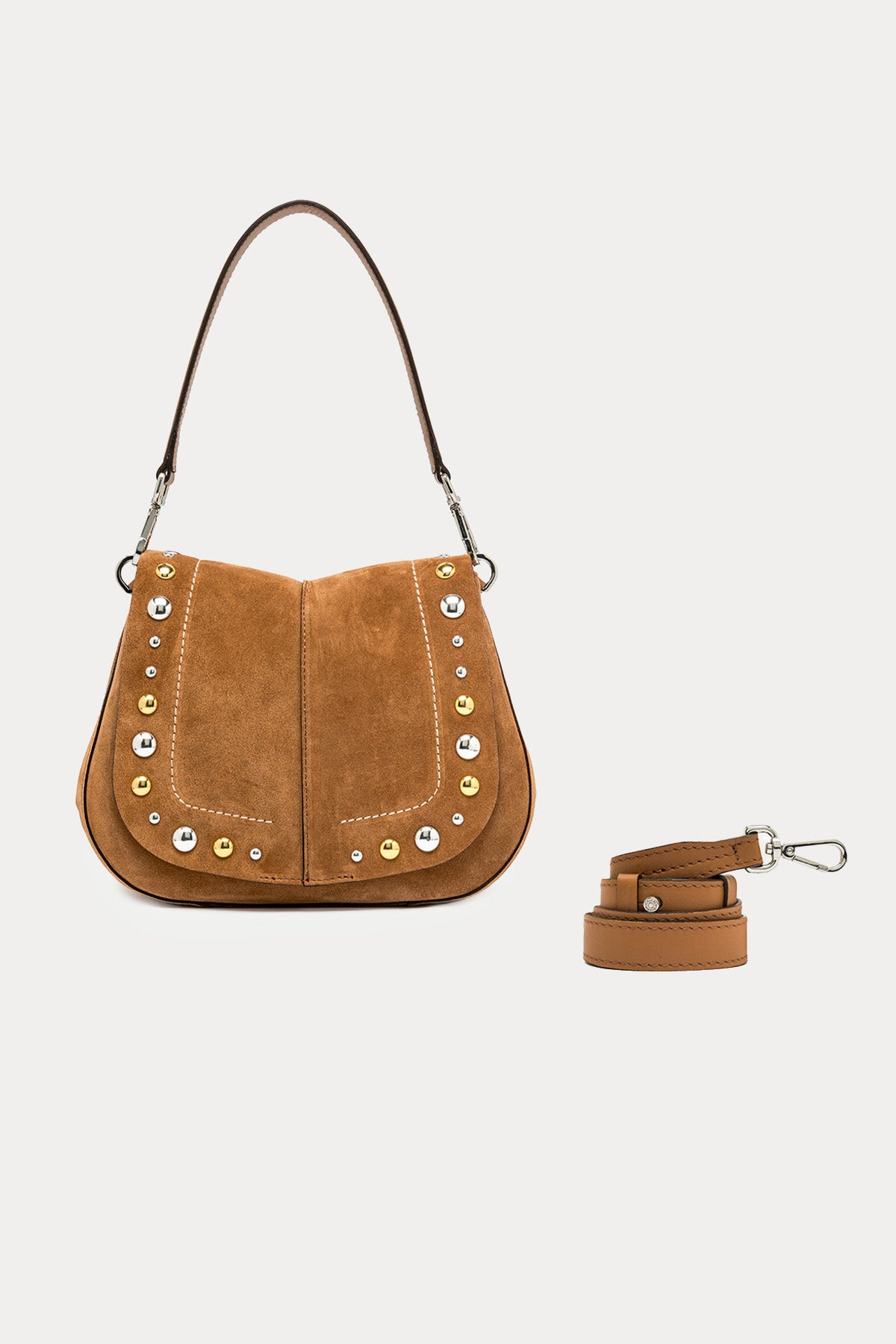 Gianni Chiarini Helena Round Troklu Süet Omuz Çantası-Çanta-Libas