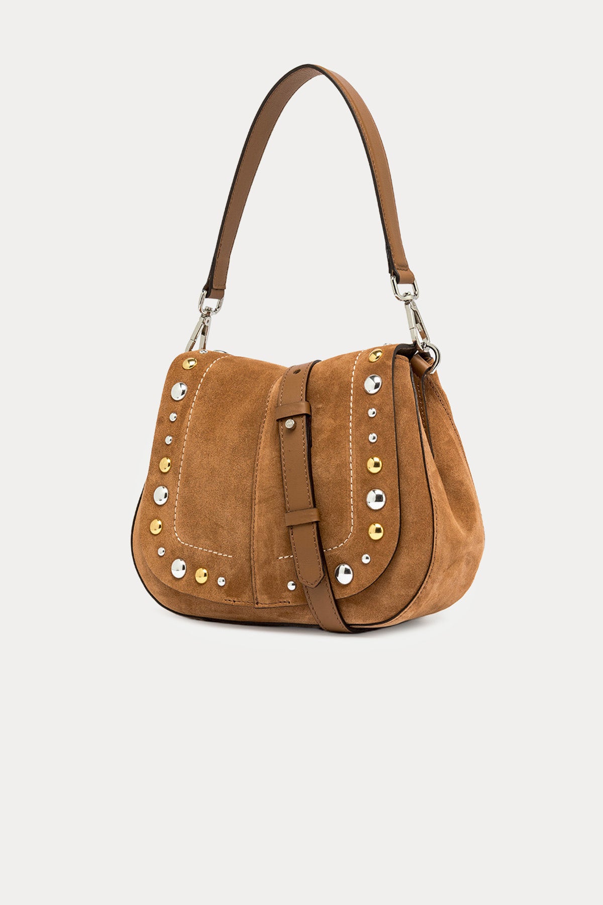Gianni Chiarini Helena Round Troklu Süet Omuz Çantası-Çanta-Libas