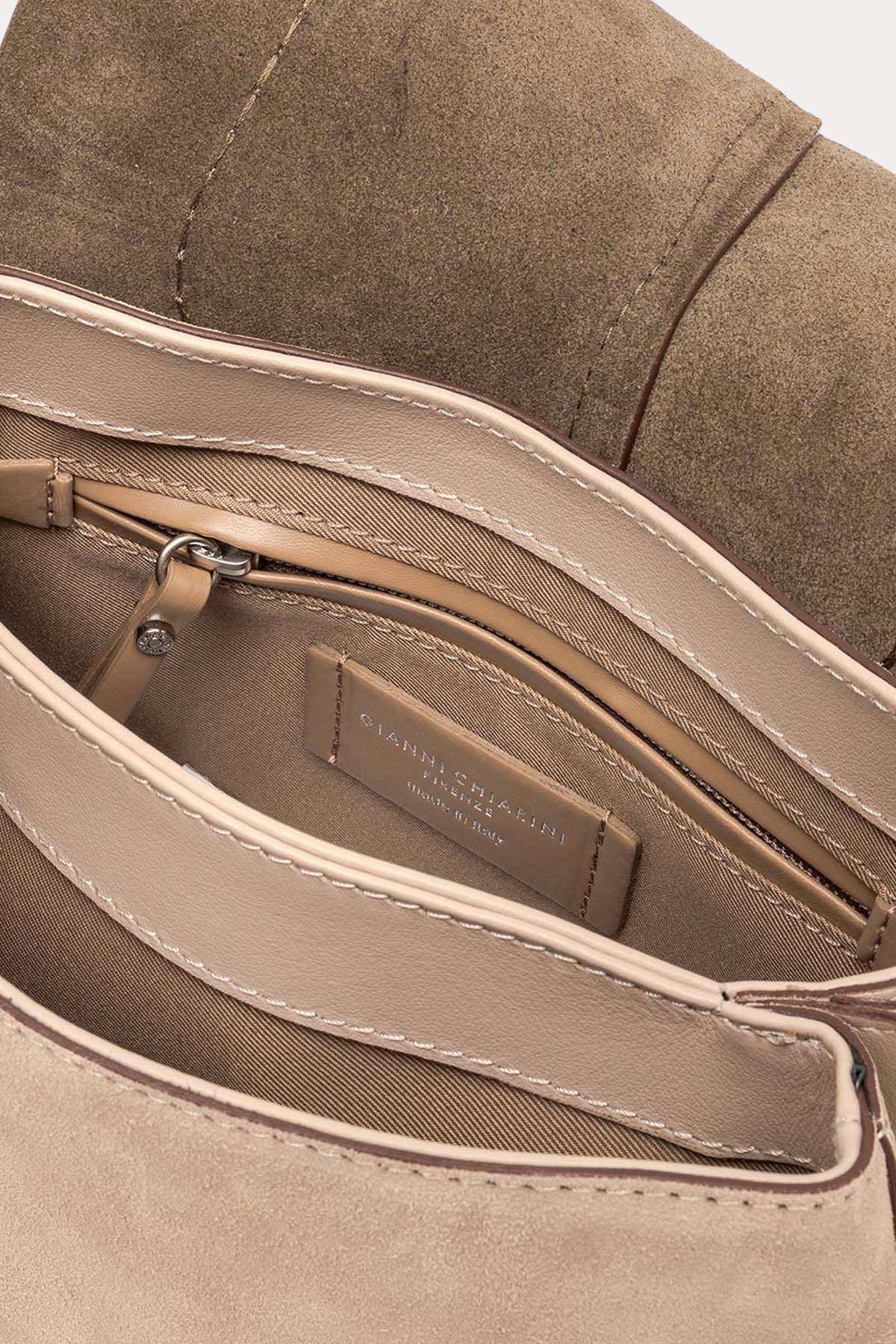 Gianni Chiarini Helena Round Troklu Süet Omuz Çantası-Çanta-Libas