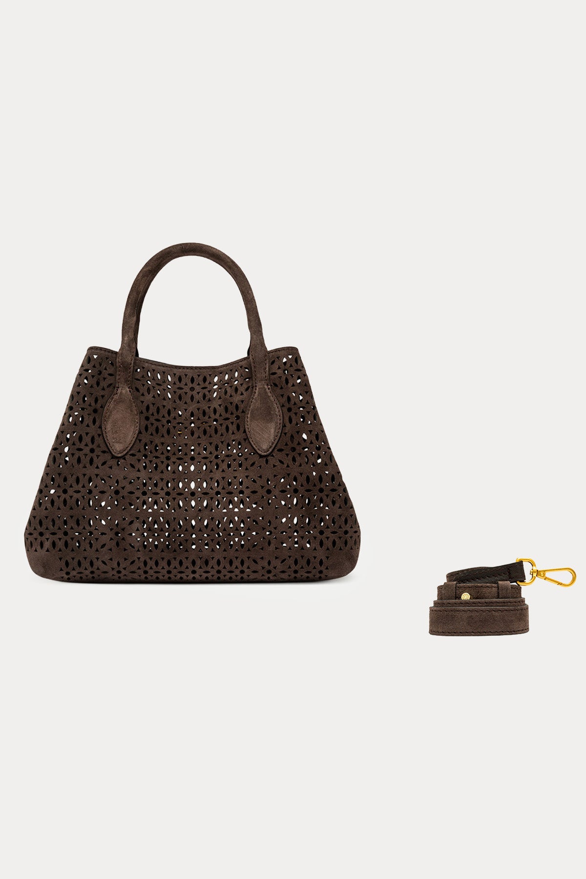 Gianni Chiarini Mashup Süet Lazer Kesim Delikli Omuz Çantası-Çanta-Libas