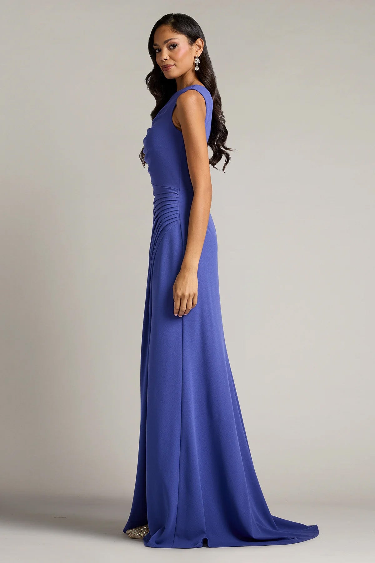 Tadashi Shoji Slim Fit Tek Omuz Maxi Abiye Elbise