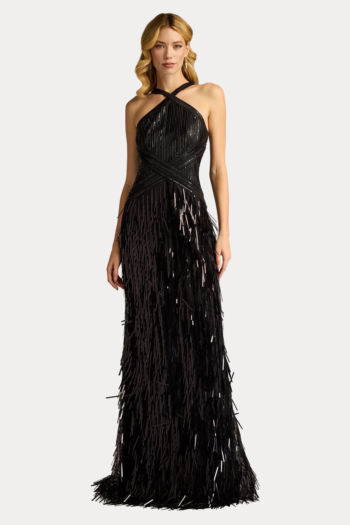 Tadashi Shoji Slim Fit Pul Kaplamalı Maxi İpek Abiye Elbise