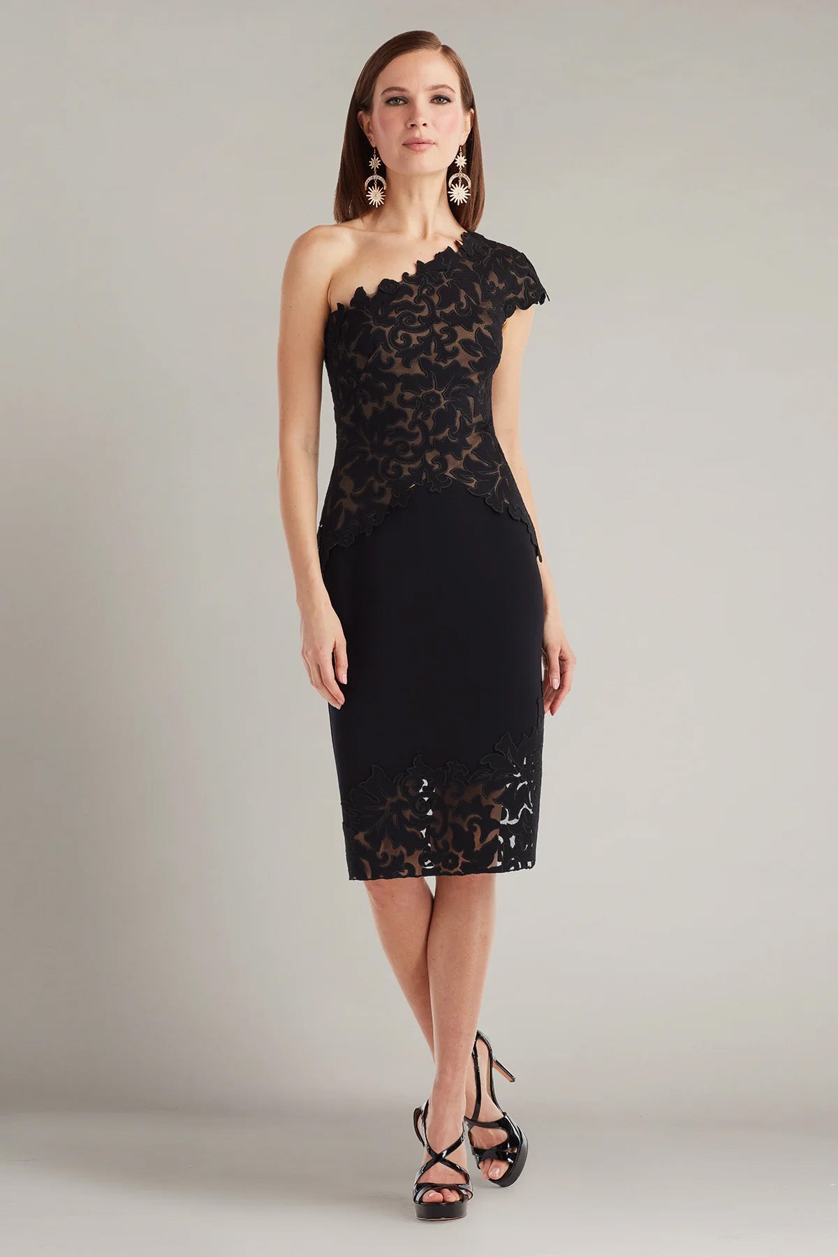Tadashi Shoji Slim Fit Tek Omuz Dizüstü Abiye Elbise