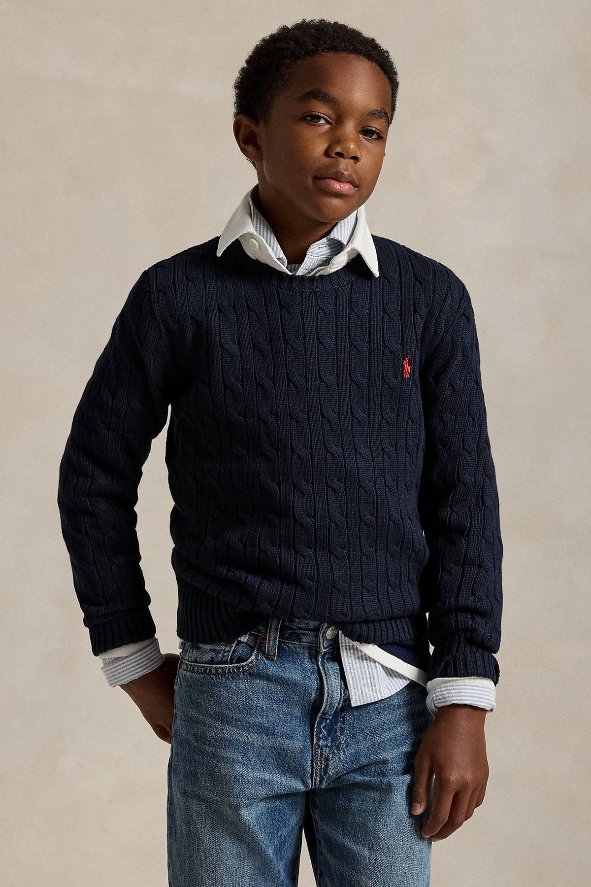 Polo Ralph Lauren Kids S-L Beden Unisex Çocuk Saç Örgü Triko