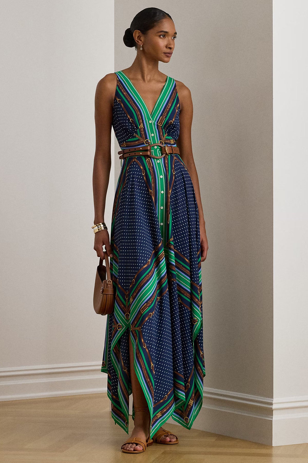 Polo Ralph Lauren V Yaka Maxi Gömlek Elbise