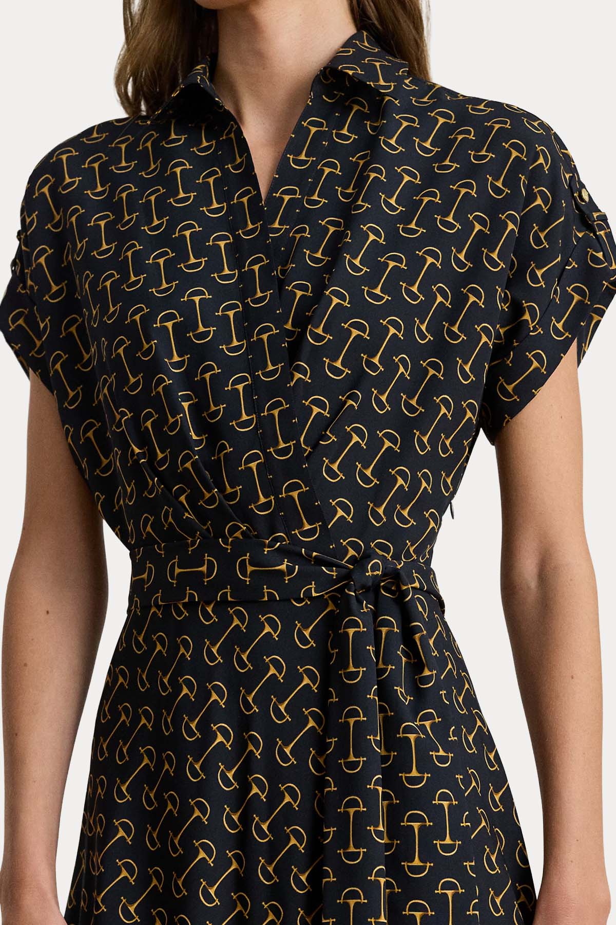 Polo Ralph Lauren Kemerli Kruvaze Midi Elbise