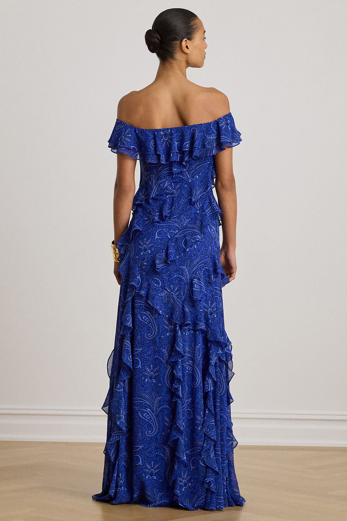 Polo Ralph Lauren Paisley Desenli Fırfırlı Maxi Elbise