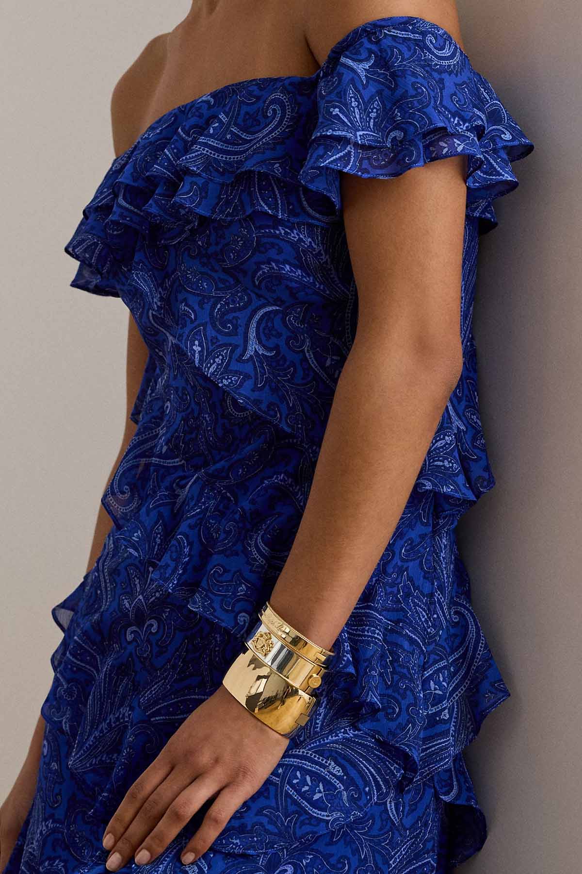 Polo Ralph Lauren Paisley Desenli Fırfırlı Maxi Elbise