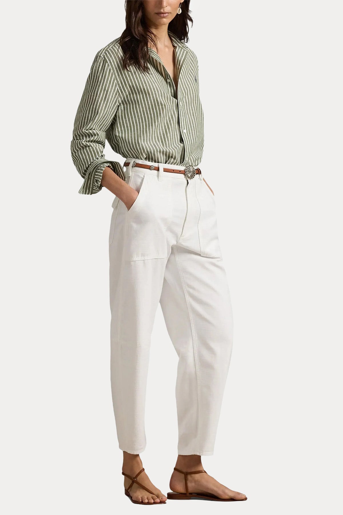 Polo Ralph Lauren Classic Fit Çizgili Keten Gömlek