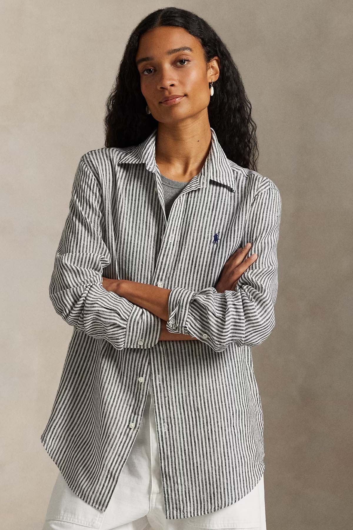 Polo Ralph Lauren Classic Fit Çizgili Keten Gömlek