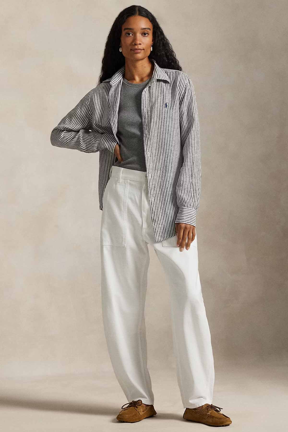 Polo Ralph Lauren Classic Fit Çizgili Keten Gömlek