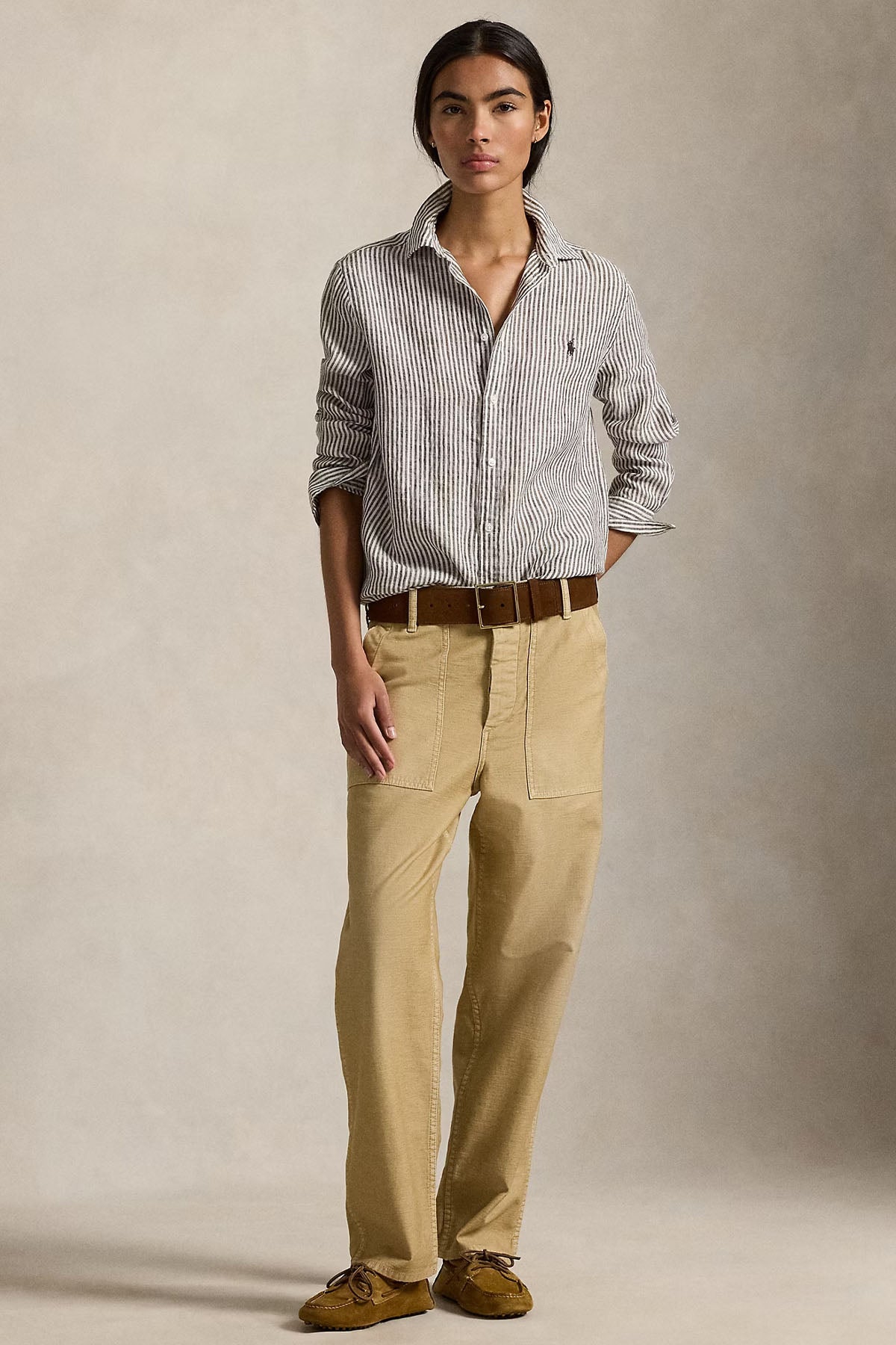 Polo Ralph Lauren Classic Fit Çizgili Keten Gömlek