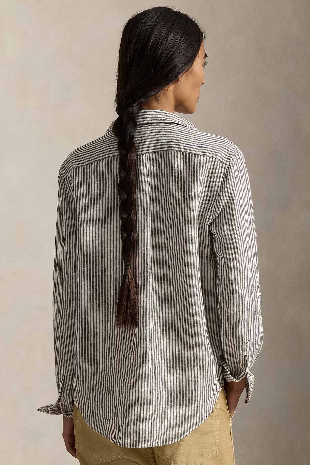 Polo Ralph Lauren Classic Fit Çizgili Keten Gömlek