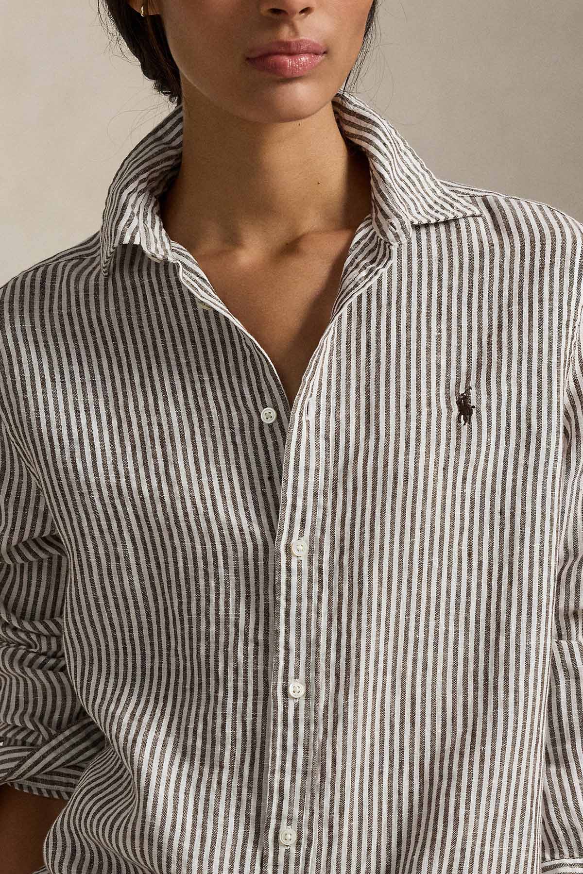 Polo Ralph Lauren Classic Fit Çizgili Keten Gömlek