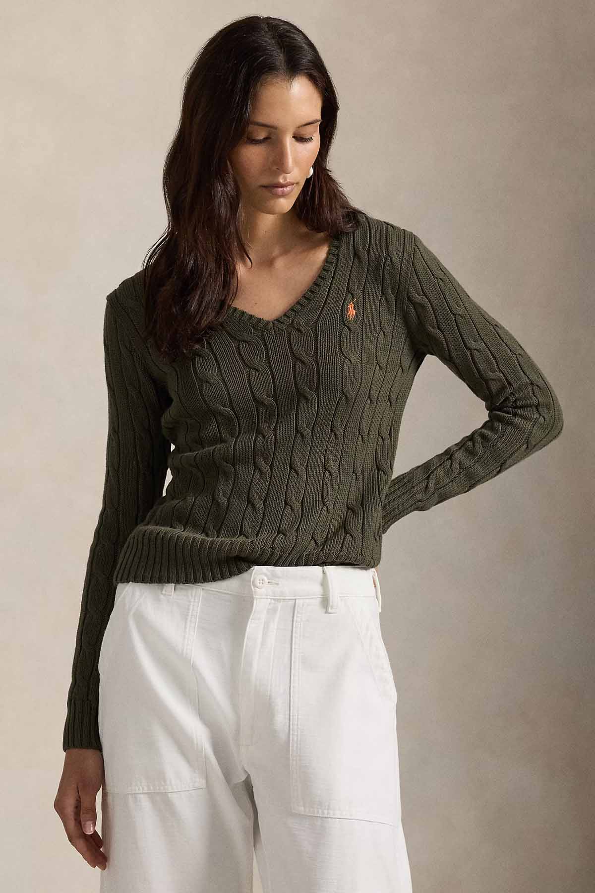 Polo Ralph Lauren Slim Fit V Yaka Saç Örgü Triko