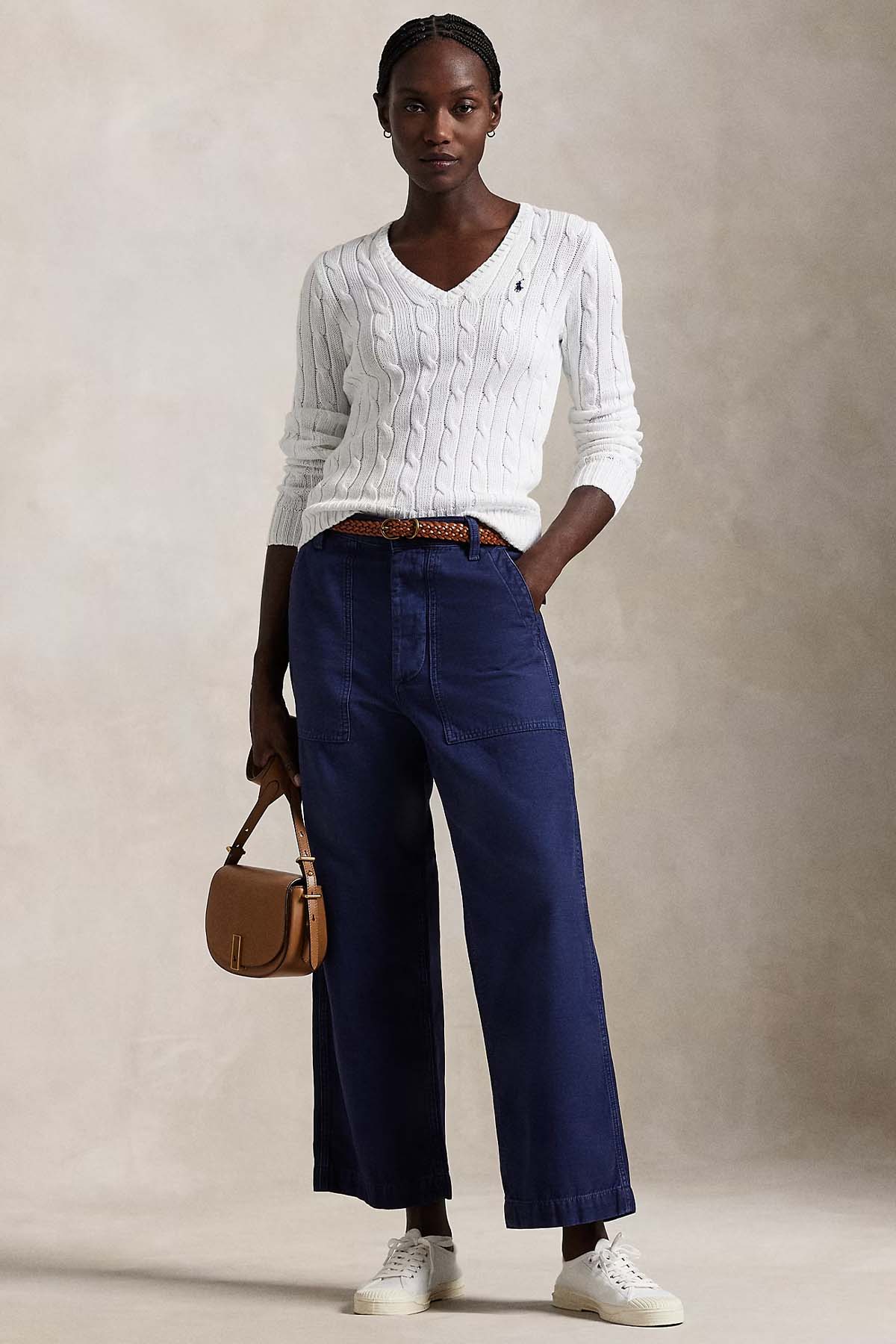 Polo Ralph Lauren Slim Fit V Yaka Saç Örgü Triko