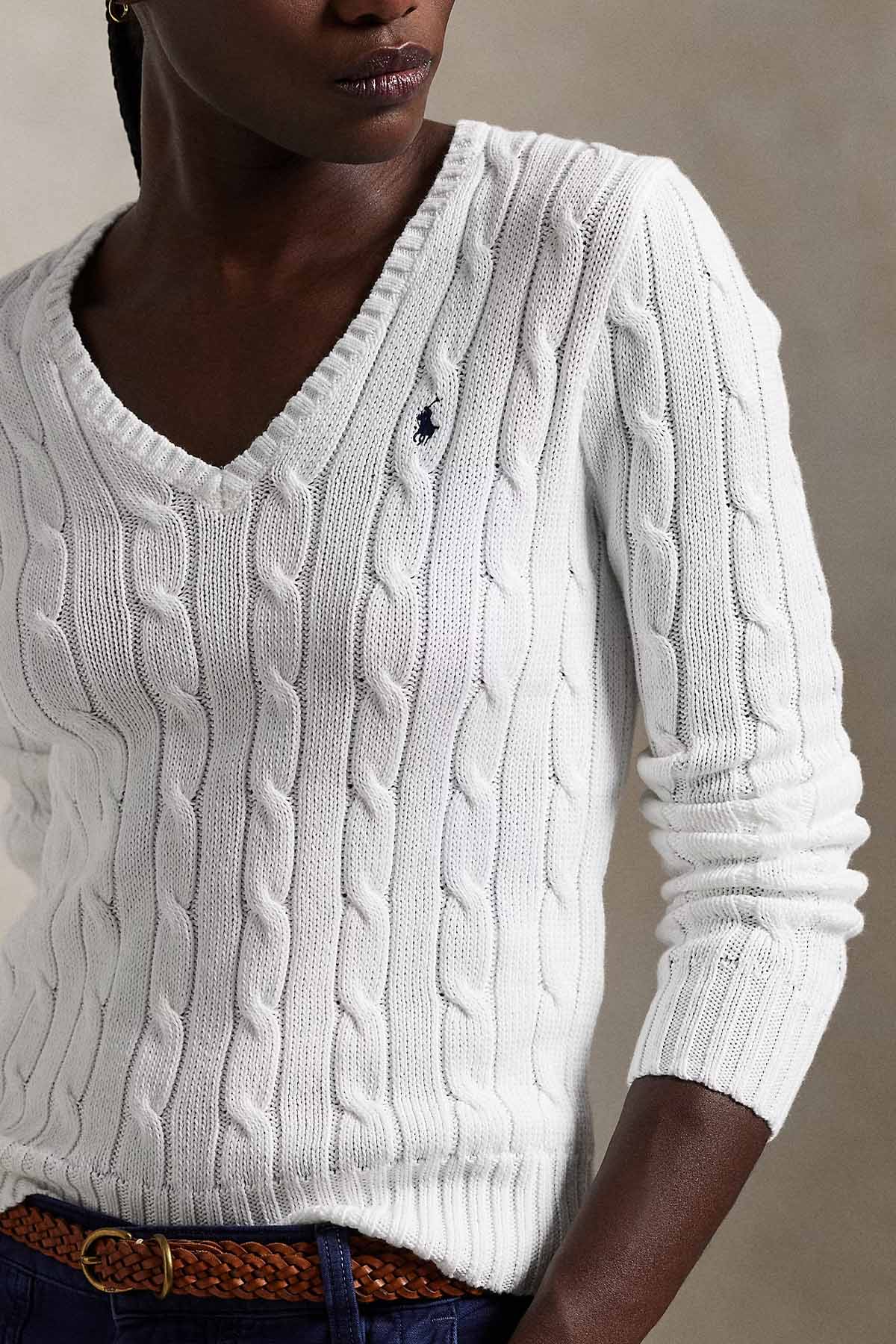 Polo Ralph Lauren Slim Fit V Yaka Saç Örgü Triko