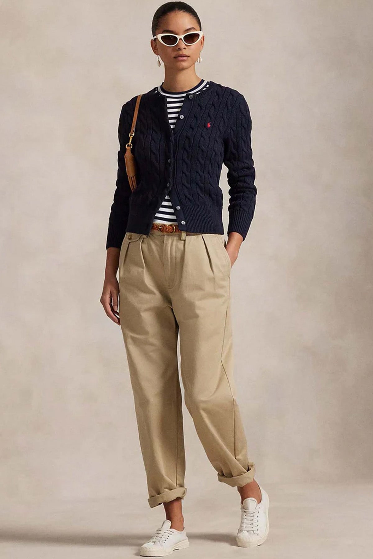 Polo Ralph Lauren Yuvarlak Yaka Saç Örgü Triko Ceket