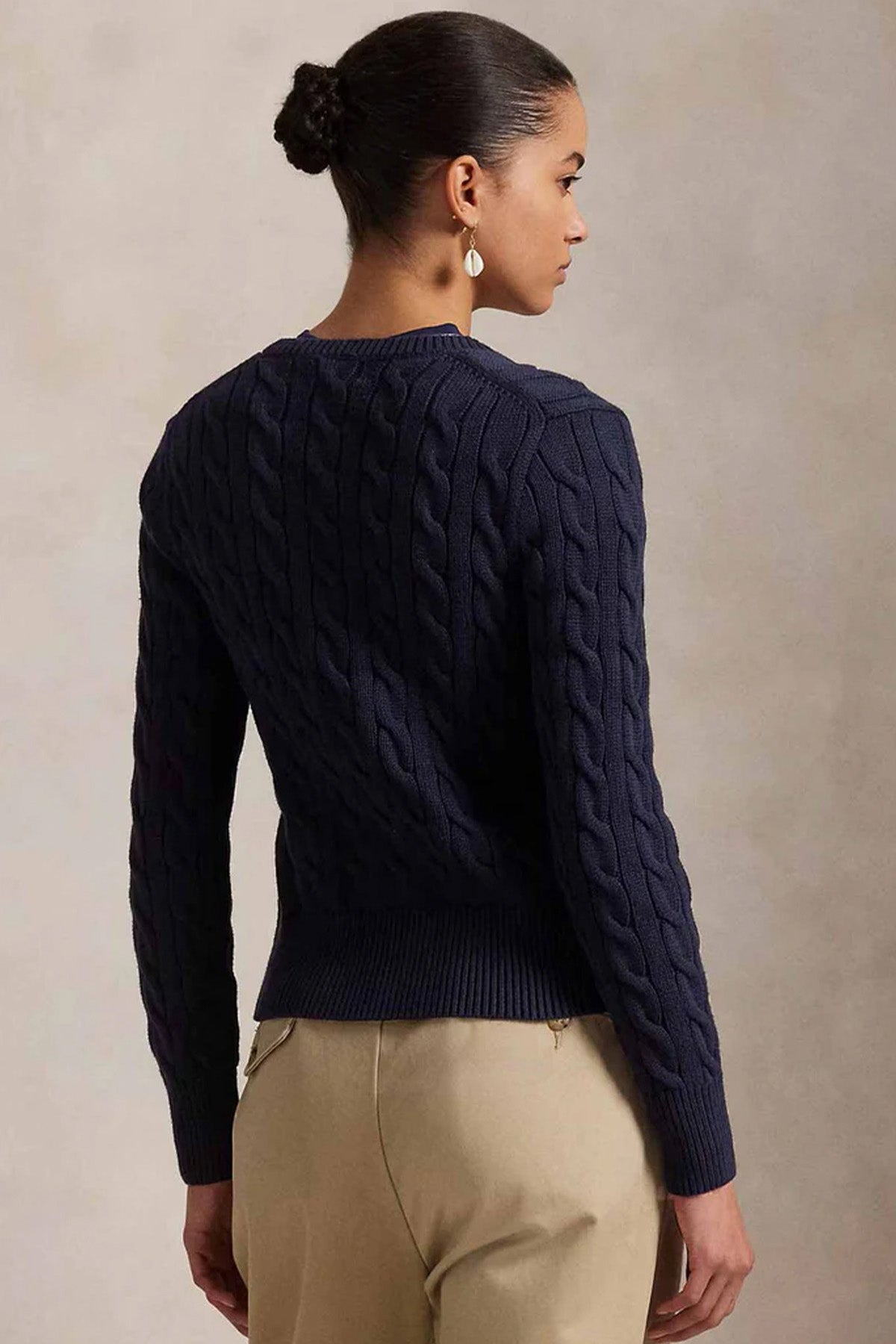 Polo Ralph Lauren Yuvarlak Yaka Saç Örgü Triko Ceket