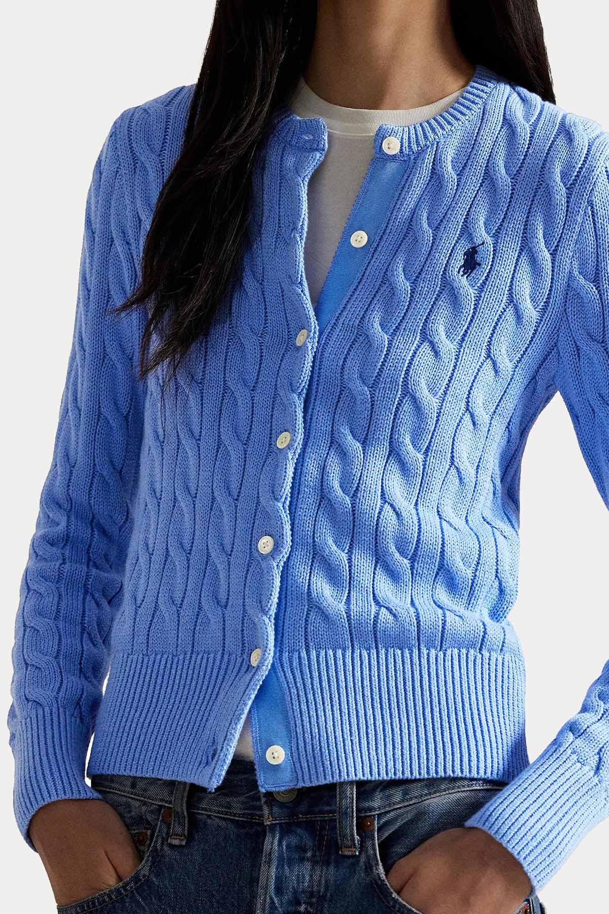 Polo Ralph Lauren Yuvarlak Yaka Saç Örgü Triko Ceket