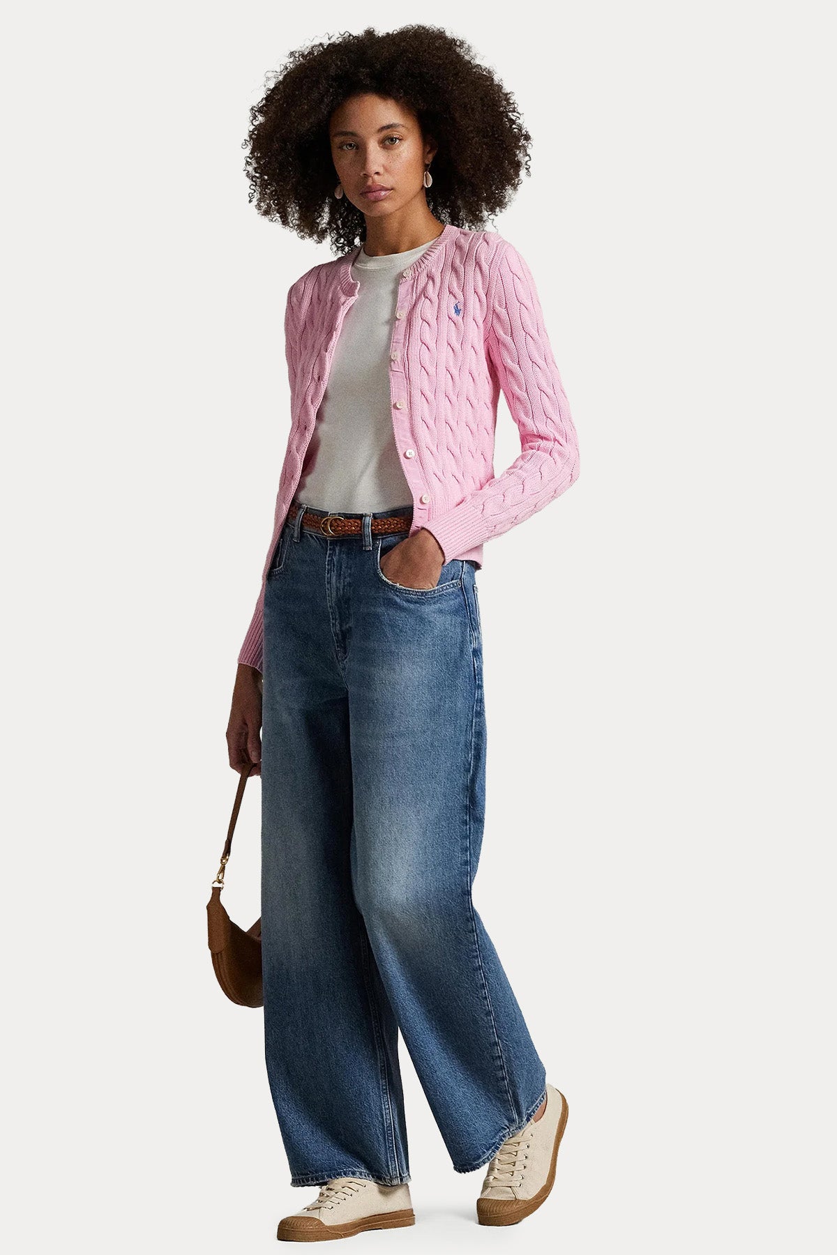 Polo Ralph Lauren Yuvarlak Yaka Saç Örgü Triko Ceket