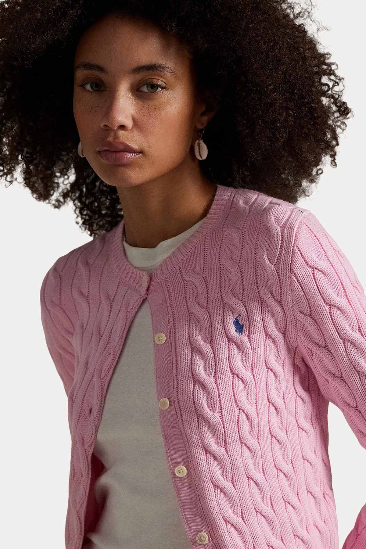 Polo Ralph Lauren Yuvarlak Yaka Saç Örgü Triko Ceket