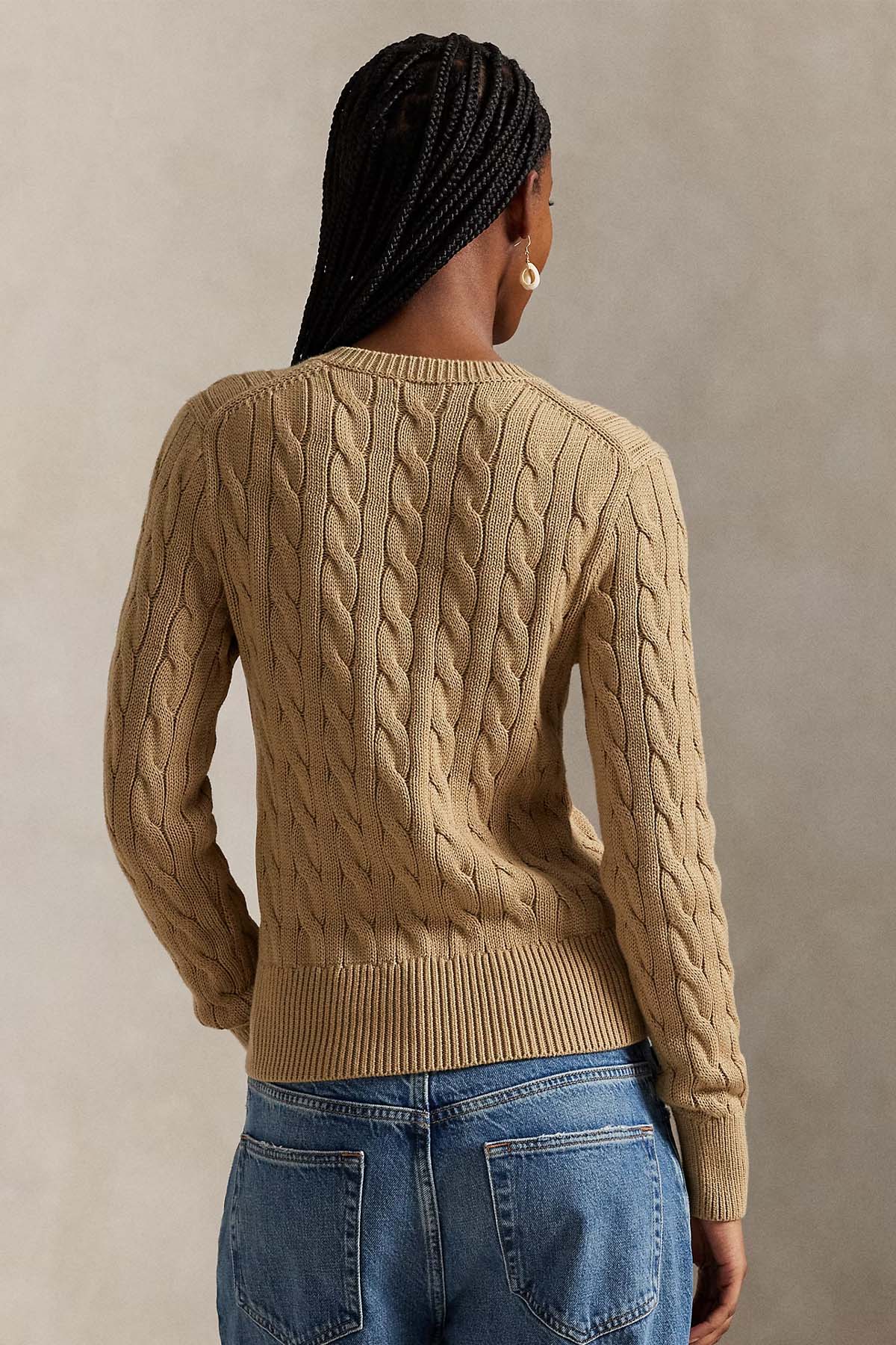 Polo Ralph Lauren Yuvarlak Yaka Saç Örgü Triko Ceket