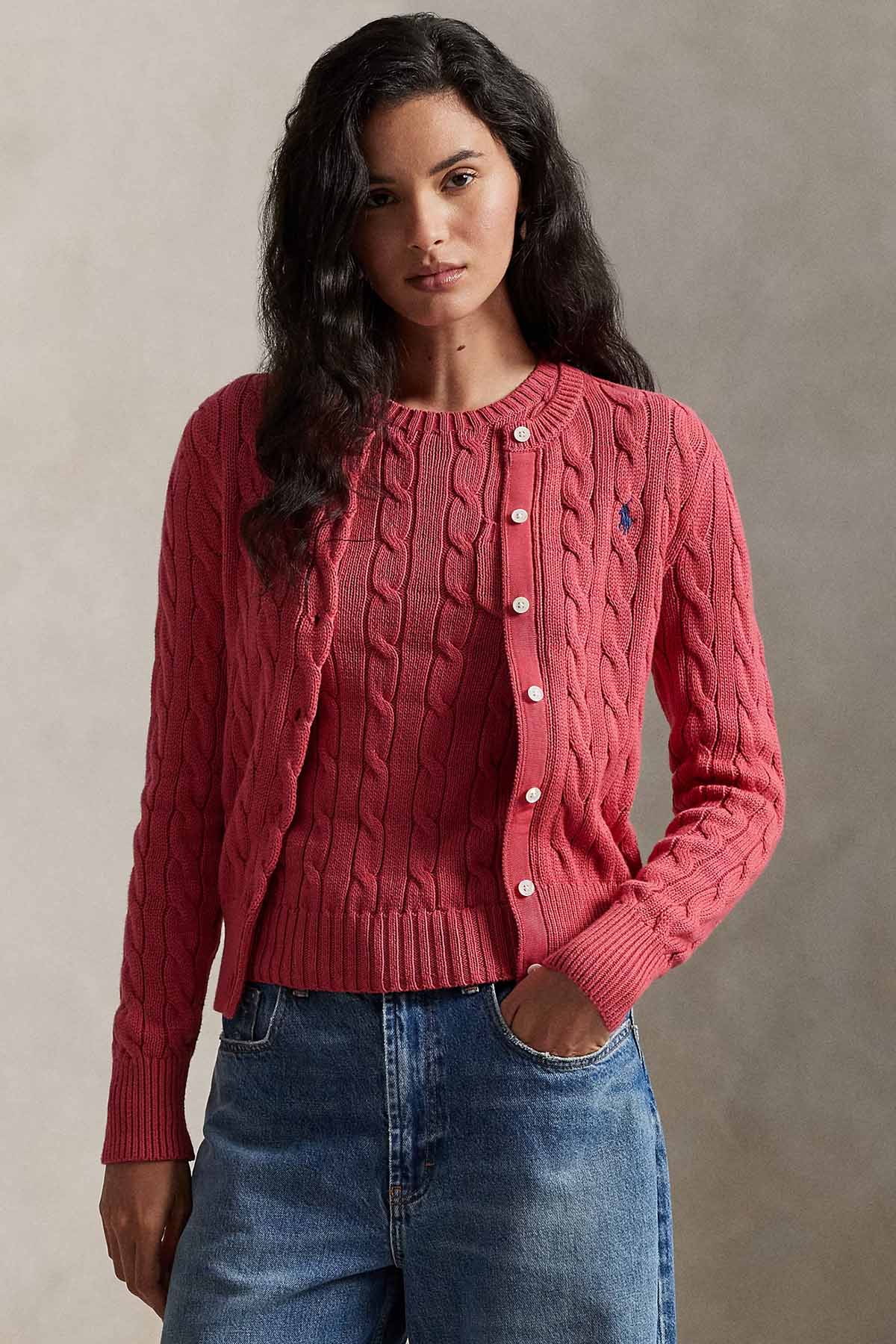 Polo Ralph Lauren Yuvarlak Yaka Saç Örgü Triko Ceket