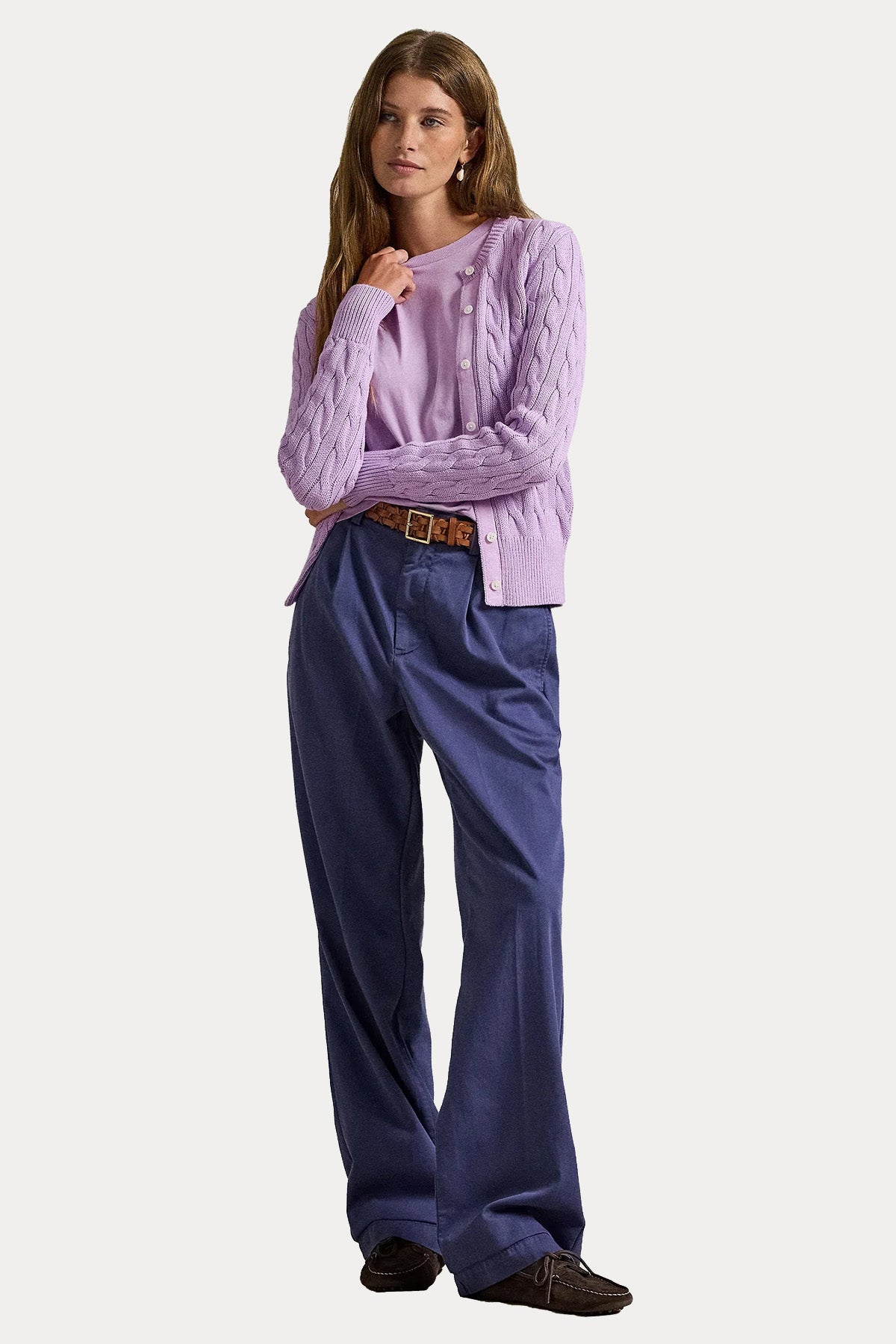 Polo Ralph Lauren Yuvarlak Yaka Saç Örgü Triko Ceket