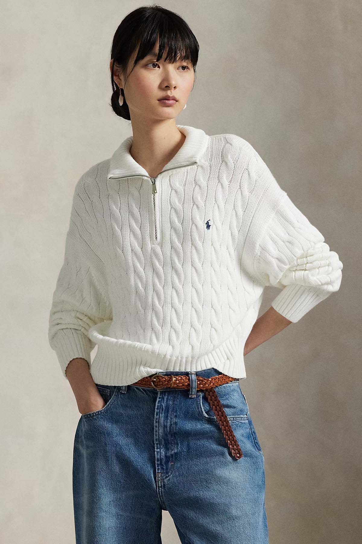 Polo Ralph Lauren Relaxed Fit Perkins Yaka Saç Örgü Triko