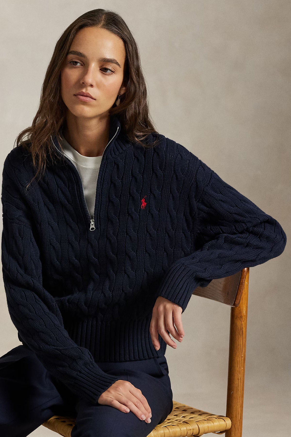 Polo Ralph Lauren Relaxed Fit Perkins Yaka Saç Örgü Triko