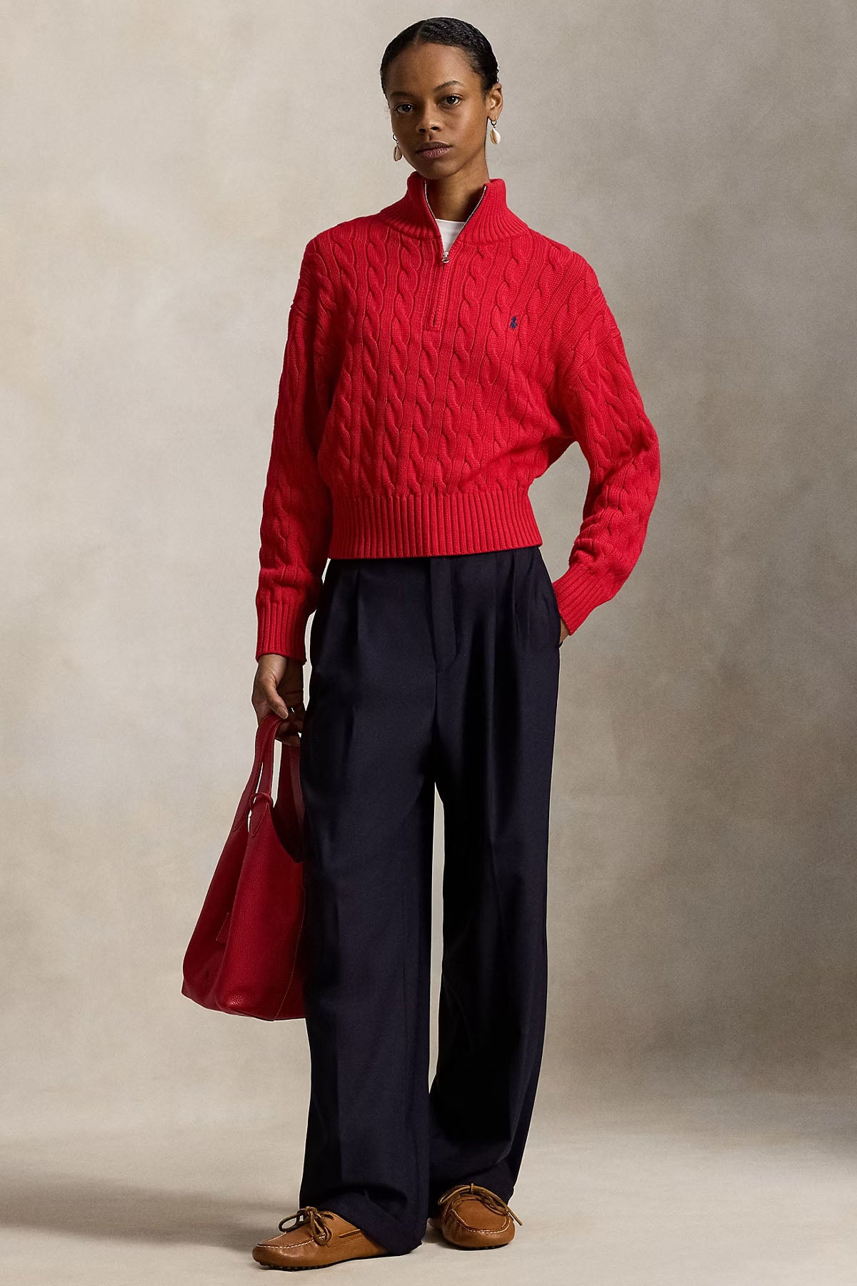 Polo Ralph Lauren Relaxed Fit Perkins Yaka Saç Örgü Triko