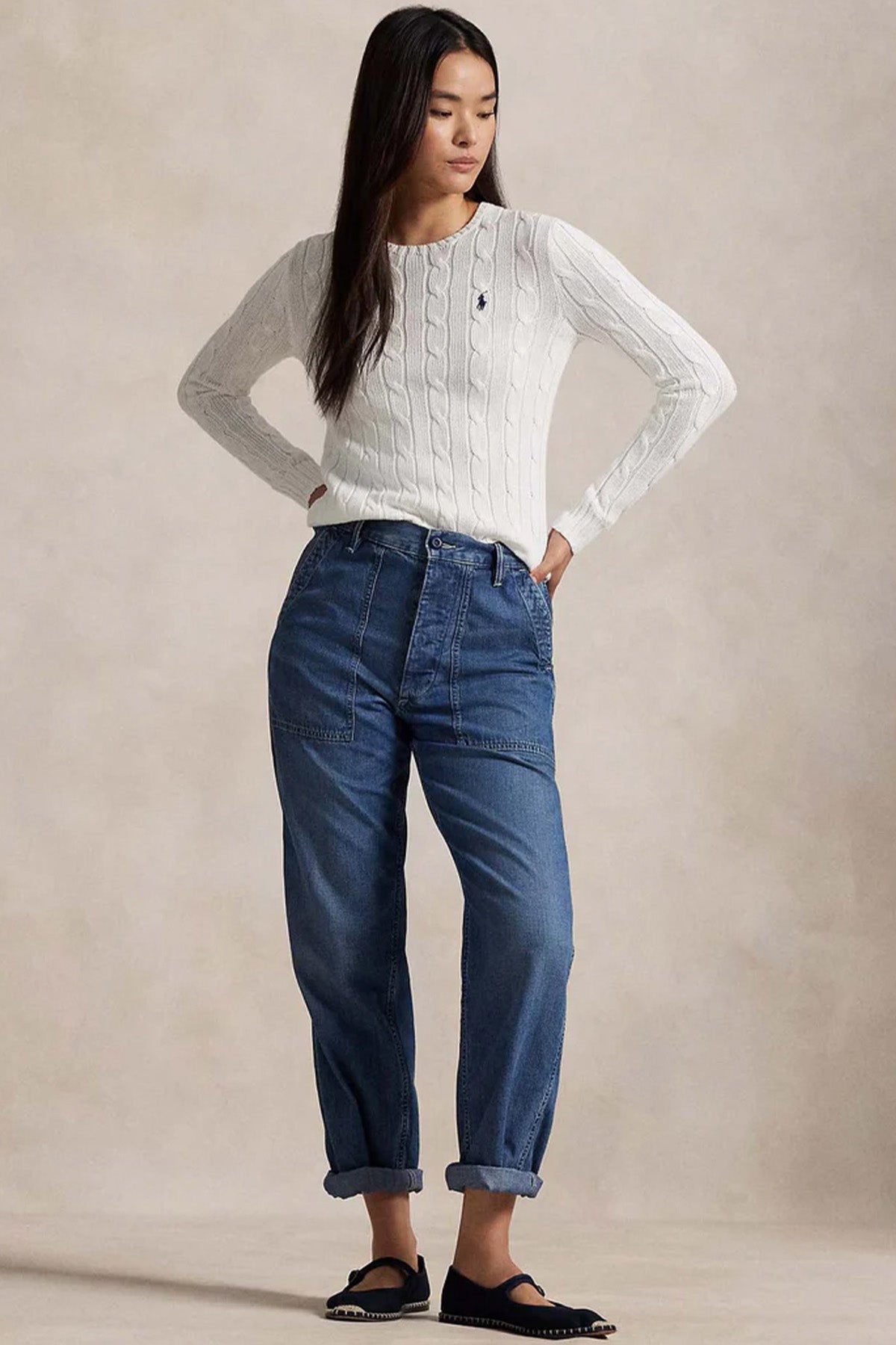 Polo Ralph Lauren Slim Fit Yuvarlak Yaka Saç Örgü Triko