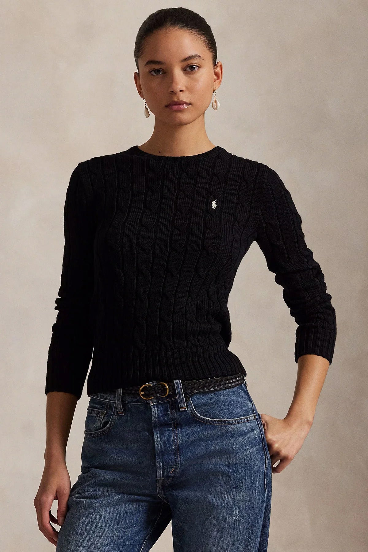 Polo Ralph Lauren Slim Fit Yuvarlak Yaka Saç Örgü Triko